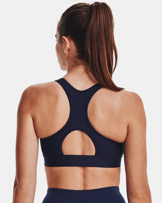 Women's HeatGear® Mid Padless Sports Bra, Blue, pdpMainDesktop image number 1